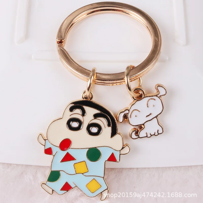 

Classic Japanese Anime Crayon Shin-Shin Keychain Delicate Alloy Small White Backpack Bag Pendant Car Keys Accessories Keyring