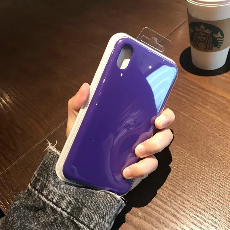 Темно-фиолетовый Силиконовый чехол для iPhone 6 6S 7 8 Plus X XS Max XR 11 Pro Max Мягкий ТПУ Жидкий чехол для телефона для iPhone XS Max чехол Полная защита - Цвет: Темно-фиолетовый