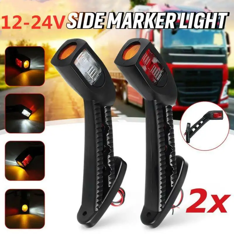 

LED Lights Lamp Trailer 2pcs Outline Red White Amber Side Marker 6000k Truck 10.1cmx3.45cm