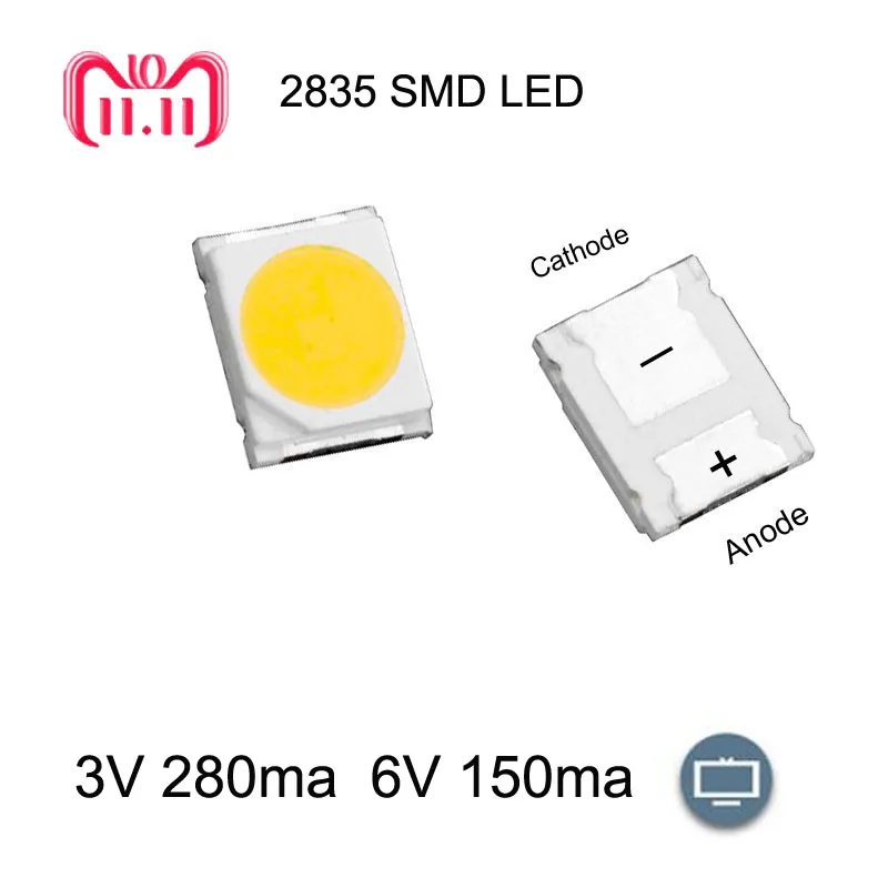 50 шт. 100 200 3528 2835 3В SMD СВЕТОДИОДНЫЙ ные Бусины 1 Вт Холодный белый 100LM для