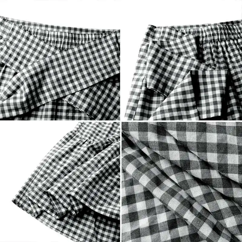 

Fashion Skirts 2021 Women Vintage Plaid Check Long Skirts High Waist Casual Loose Belted Pleated Maxi Skirts Plus Size