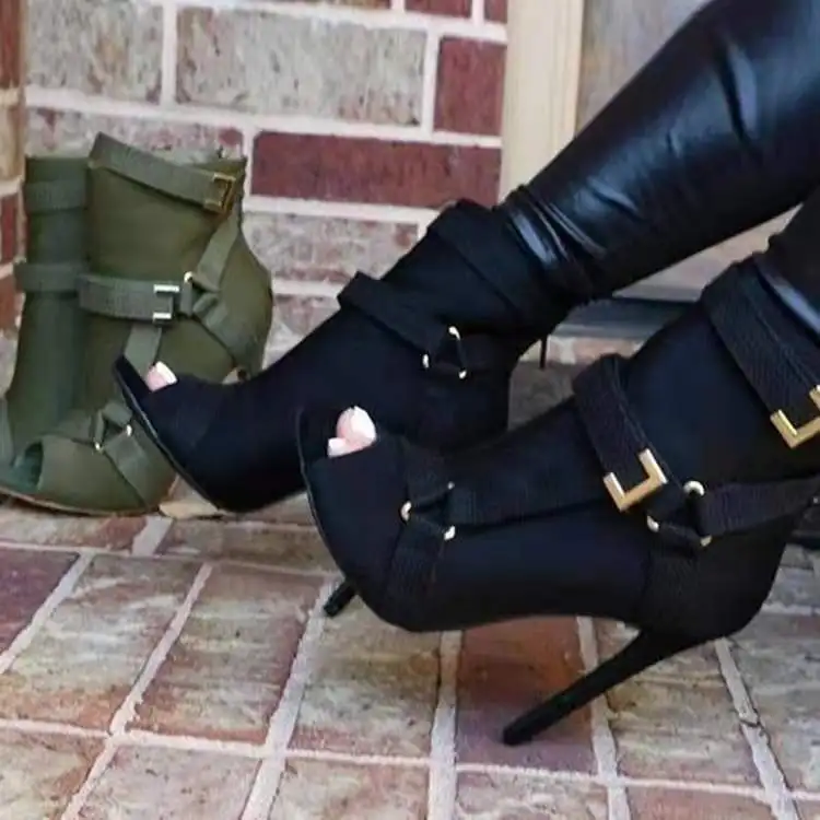 

Large Size Women's Shoes 21 Years Spring And Summer Fish Mouth Sandals Belt Buckle Bag Heel High Top Fashion
