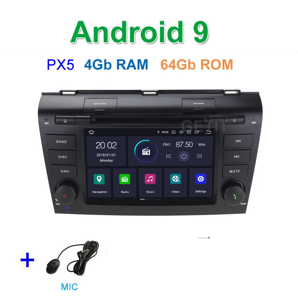 DSP 64G PX6 Android 9 автомобильный DVD видео стерео радиоплеер gps навигация для Mazda 3 мазда3 2003~ 2009 - Цвет: PX5 4G-RAM 64G-ROM
