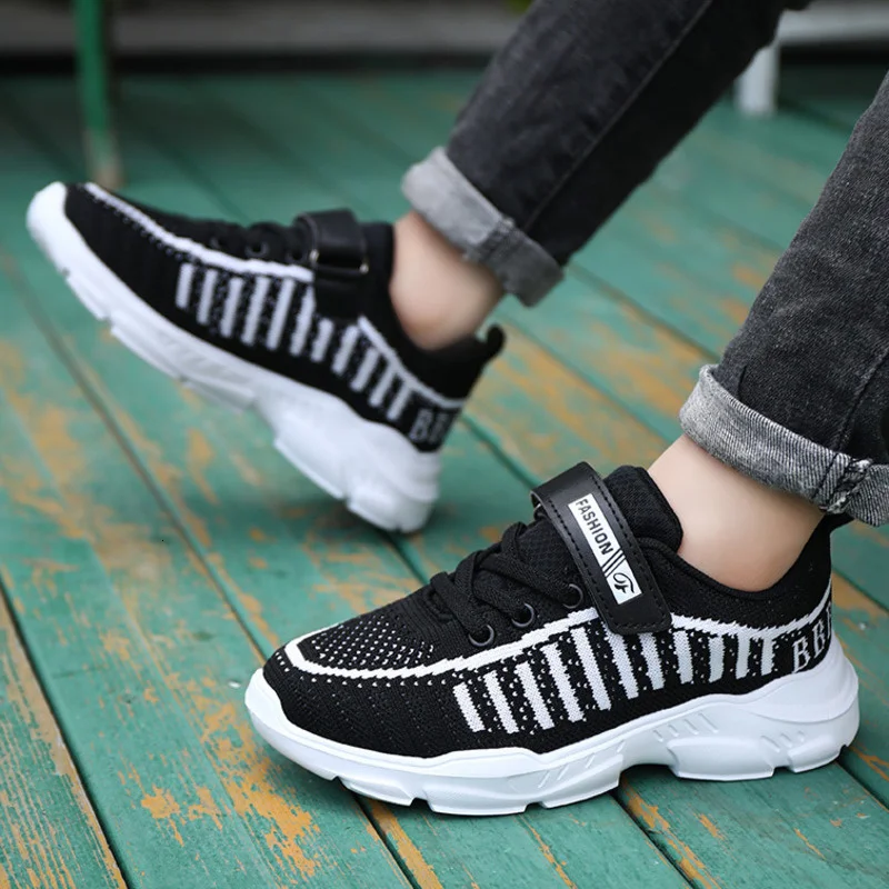 Children Shoes Outdoor Sports Boys Fashion Casual Breathable Fly Weaving Non-slip Kids Soft Velcro Sneakers Size28-39 | Спорт и