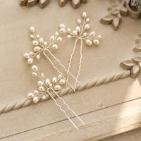 handmade freshwater pearls jewelry gold silver color wedding hair pins piece elegant bridal hair ornament accessories