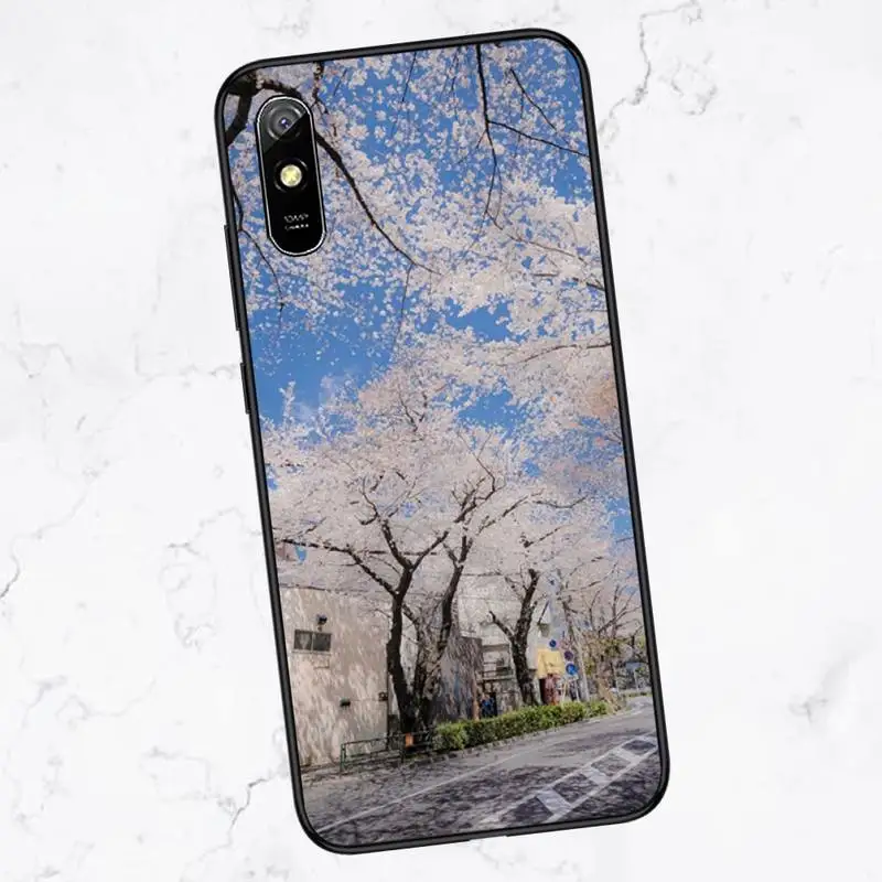 

Beautiful Japanese cherry blossom street view Phone Case For Xiaomi Redmi 4x 5 plus 6A 7 7A 8 mi8 8lite 9 note 4 5 7 8 pro