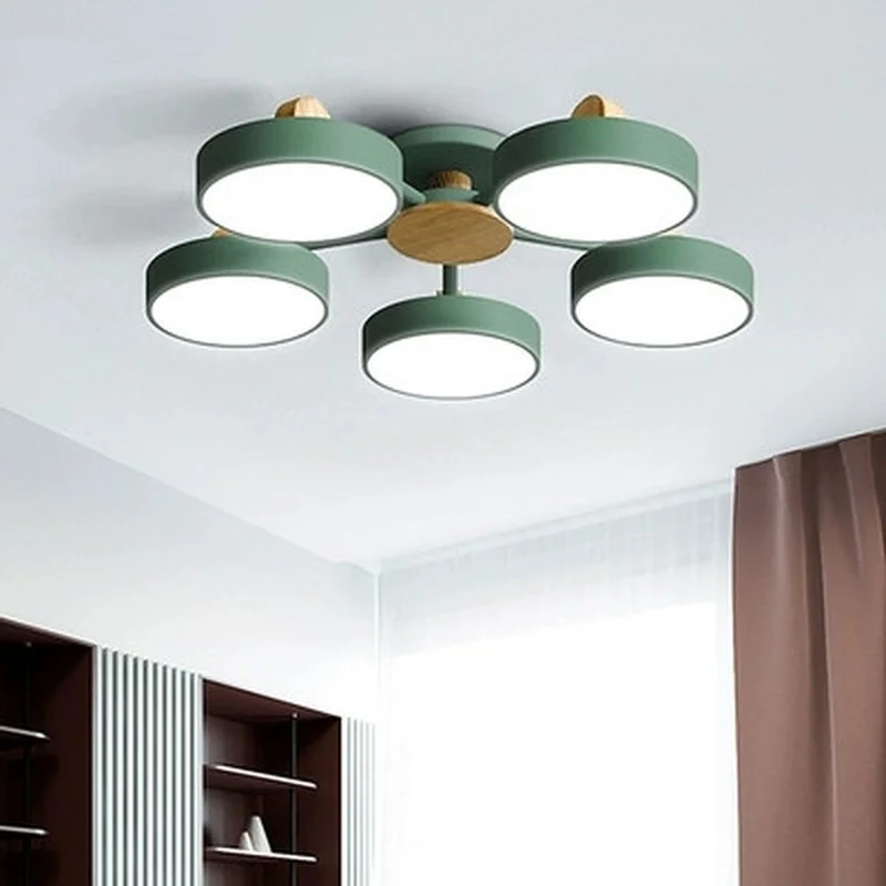 

Скандинавская деревянная люстра для гостиной, современные светодиодные светильники для спальни, потолочные лампы для столовой, кухни, подв...