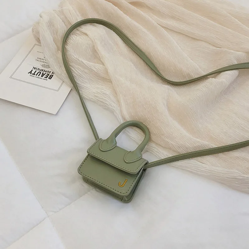 

Women Mini Shoulder Crossbody Bag Lovely PU Solid Color for Money Keys Coins Cards ZJ55