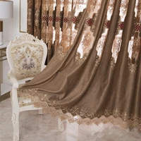 light luxury european style hollow embroidery highend embroidery cotton and linen curtain for living dining room bedroom study