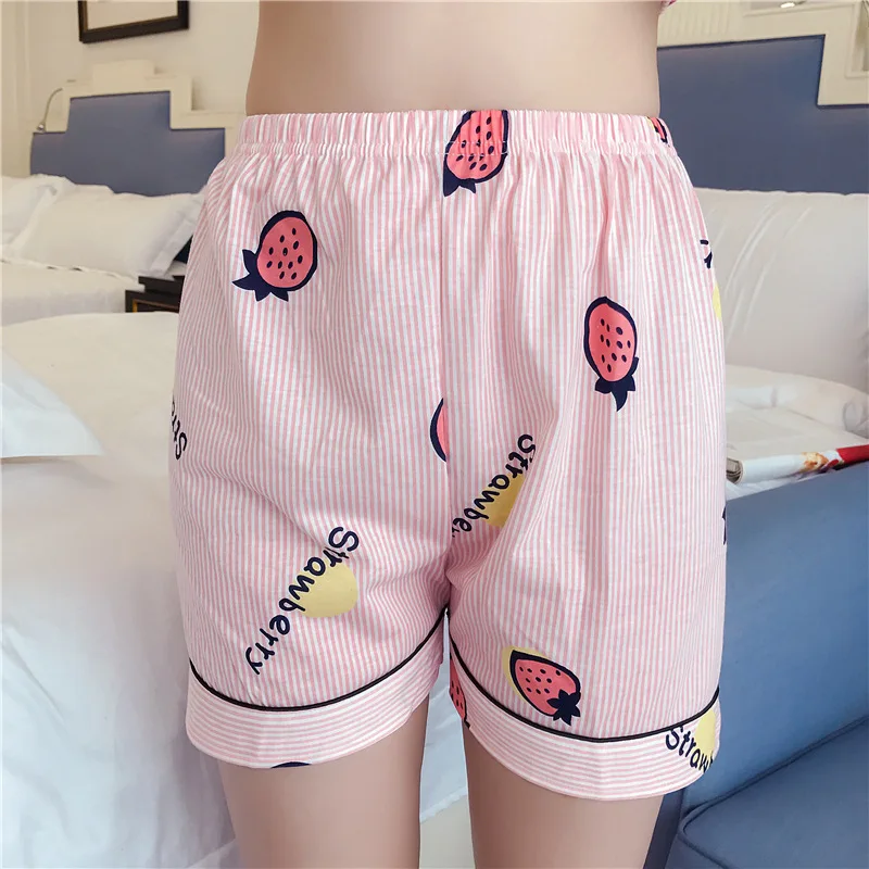 Пижамы с рисунком из мультфильмов хлопковый кардиган свитер Клубничные шорты leeve