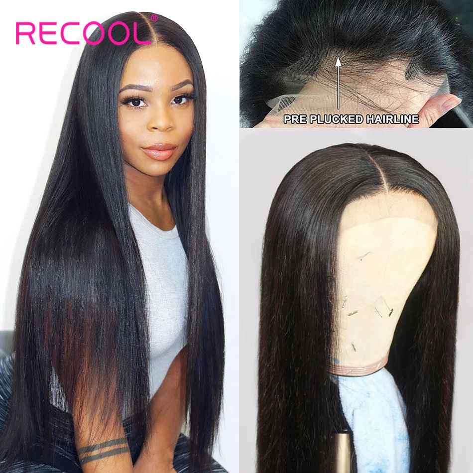 Recool HD прозрачный кружевной парик прямые кружевные передние человеческие волосы