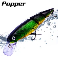 3 sections realistic wobble body popper lure 11cm14 7g fishing bait with 2 strong high carbon sharp treble hook for fishing