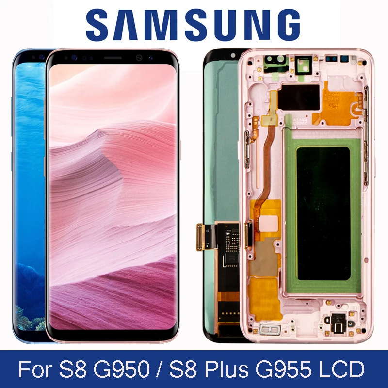 ЖК дисплей с рамкой для SAMSUNG Galaxy S8 G950 G950F Plus G955 G955F сенсорным экраном и сервисным