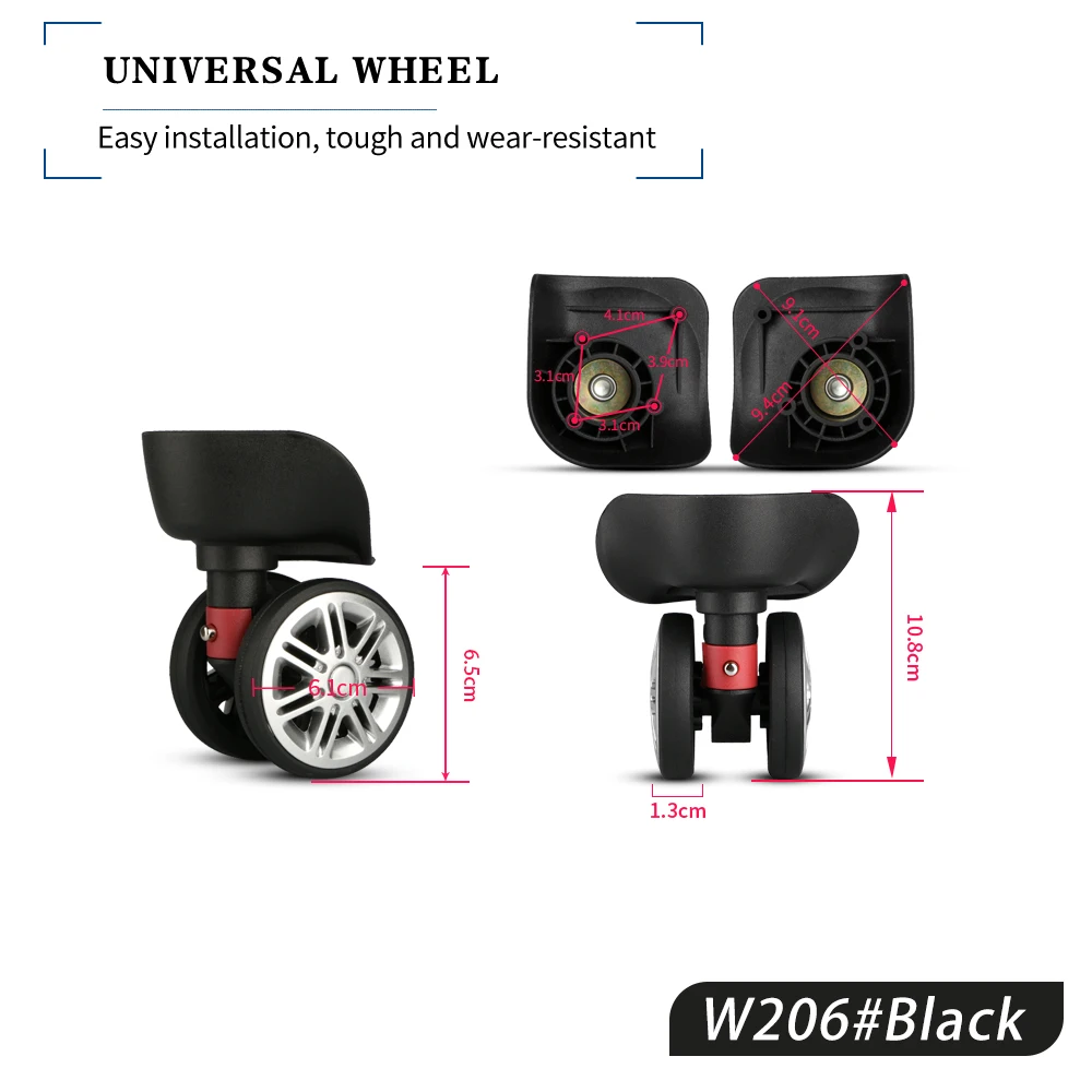 HANLUOKE W206 Luggage Universal Wheel Accessories Wheel Trolley Bag Wheel Caster Silent Wheel Silent Shock Absorption