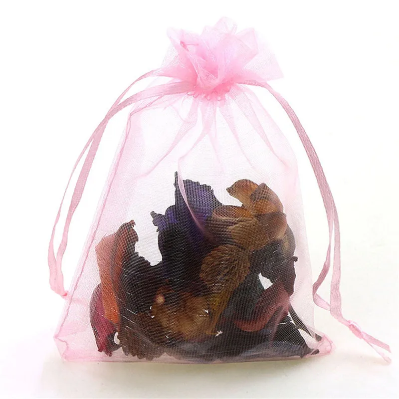 100 шт. сумки для ювелирных изделий упаковочные из розовой органзы 7x9 9x12 10x15 13x18 17x23