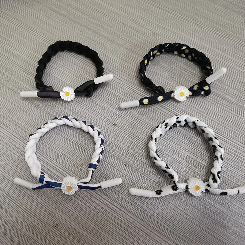 Плетеные регулируемые браслеты с цветами маргариток для мужчин и женщин