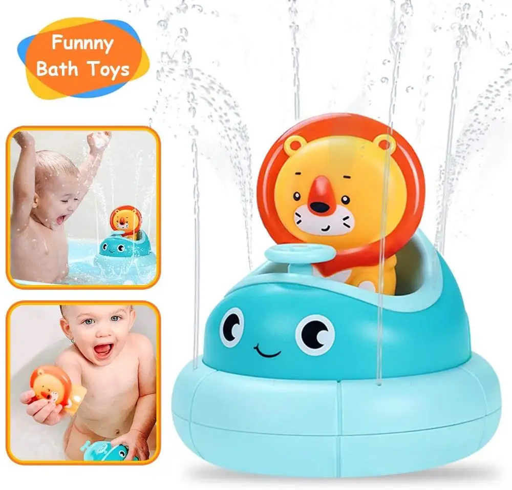 

Baby Bath Toys Spray Water Shower Swim Pool Bathing for kids Spinning Boat with Toy Lions Bathtub Toddlers Kids