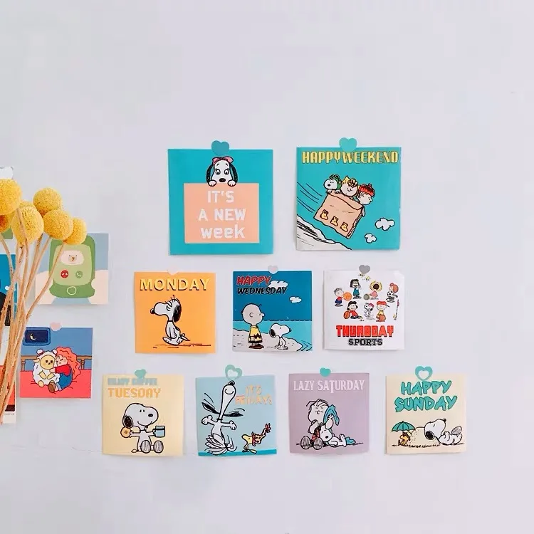 10 шт Peanuts Rogue Dog наклейки с днями недели Kawaii мультфильм канцелярские s милая