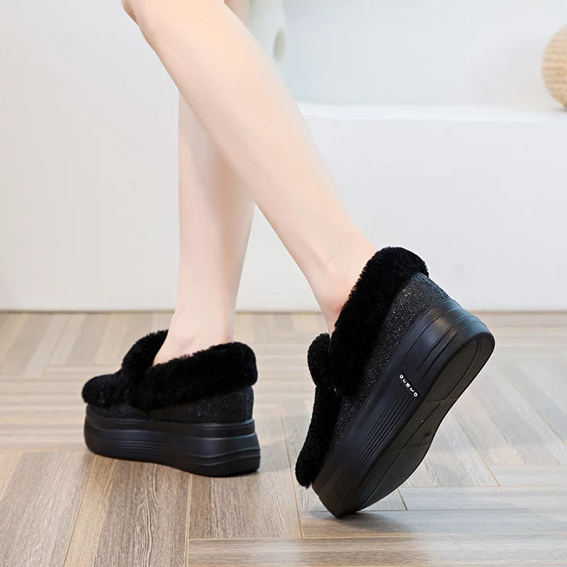 2021 Brand New Thick Platform Plush Cotton Shoes Women Wedges Snow Boots Winter Keep Warm Ankle Casual Boots