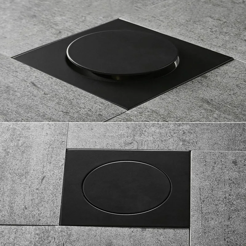 Черная сливная пробка для пола квадратная Выдвижная Крышка душевой кабины
