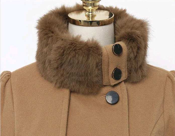 

woman wool blend double breasted coats casual winter autumn warm elegant a-line long sleeve long female coats