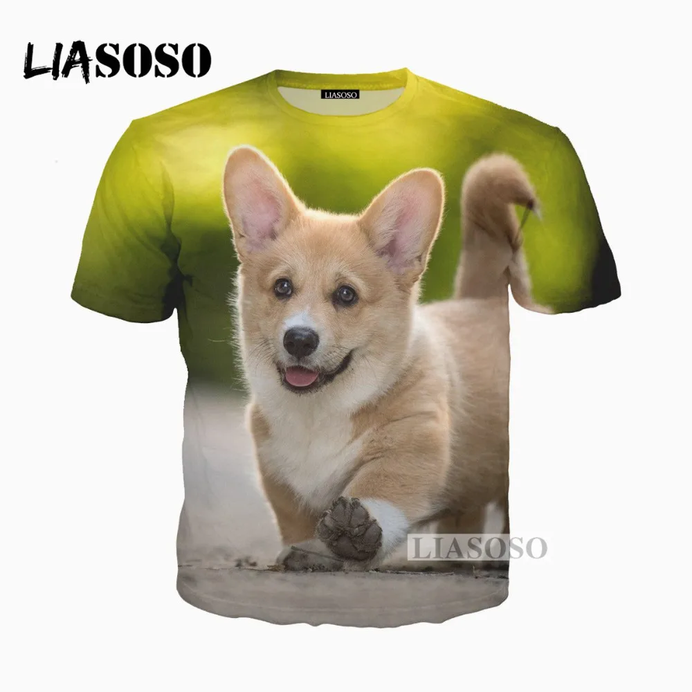 LIASOSO 2021 модные 3D с принтом Мужские и женские милые вельш корги пемброк футболка со