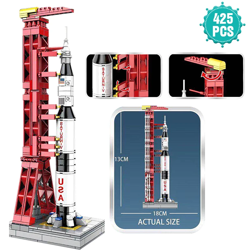 

High-tech Creator Space Universe Series Building Blocks Saturn V Rocket Launch Stand Bricks Toys Birthday Gift For Children