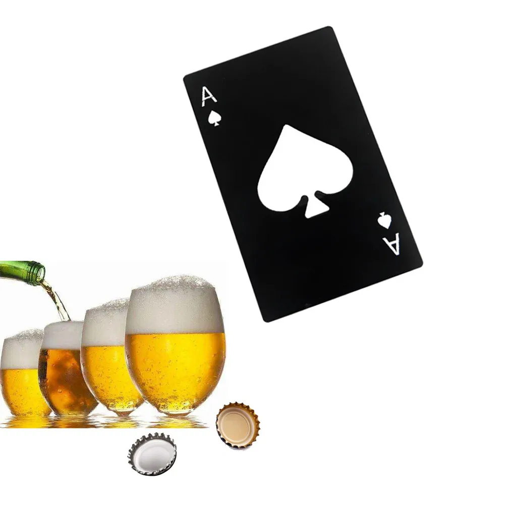 

1 Pcs Opener Stainless Steel Poker Bottle Black Creativity Credit Card Size Bottle Opener For Kitchen Tools And Accessories