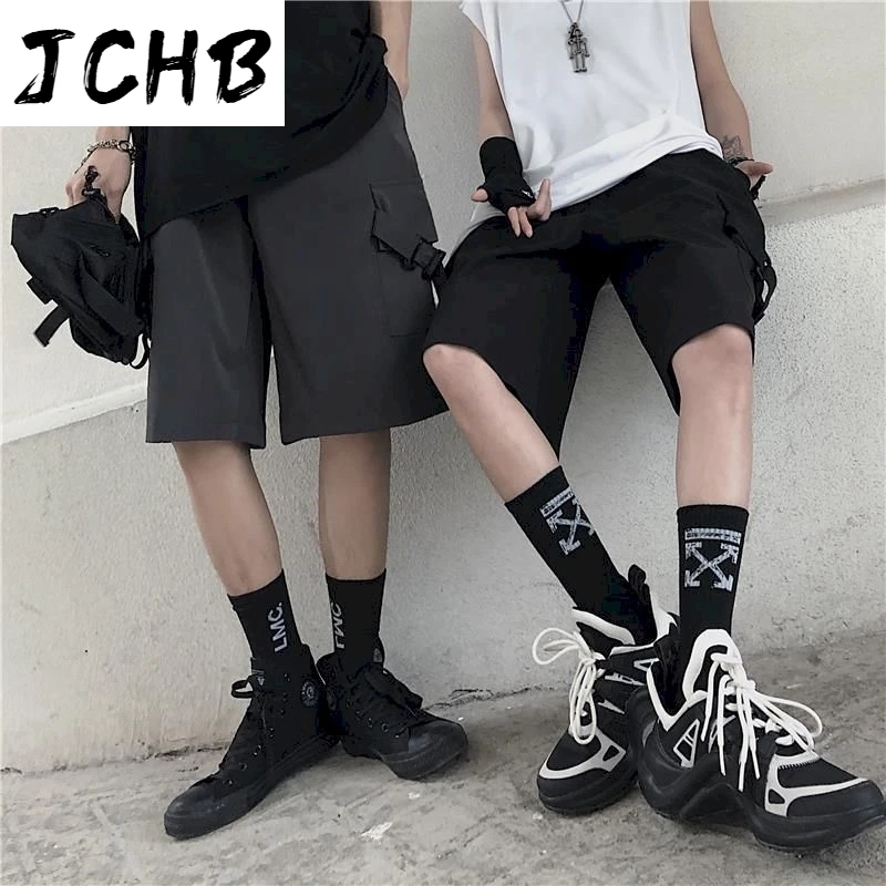 

2021 Summer Short Pants for Men Cargo Casual Shorts Sports Overalls Outfits Ins Black Solid Black Sweatpants Joggers Knee Length