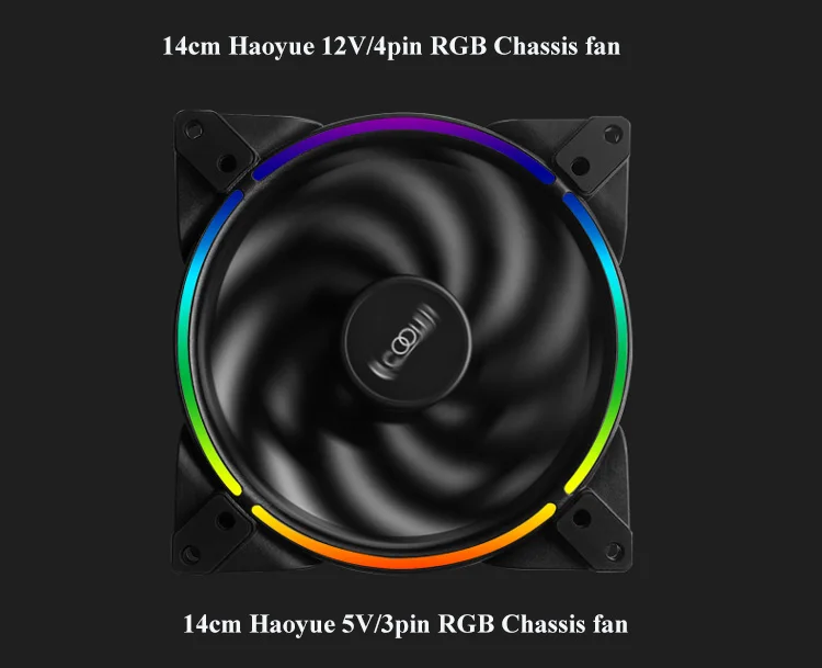 Pccooler 14 см RGB вентилятор для чехол компьютера, высокопроизводительный кулер вентилятор 12V4PIN/5V3PIN RGB PMW вентилятор Замена кулера для воды