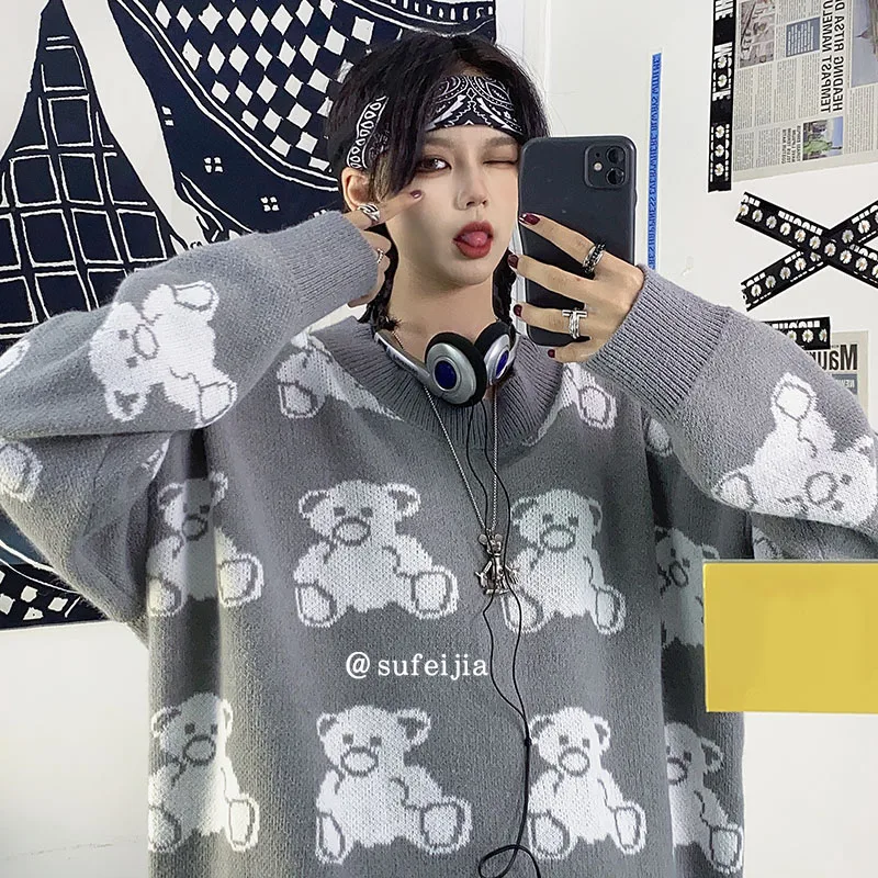 

Женская обувь; Сезон весна-осень; Новый корейский Ins Harajuku Стиль Медведь с воротником «хомут», верхняя одежда свободная куртка с длинными рук...