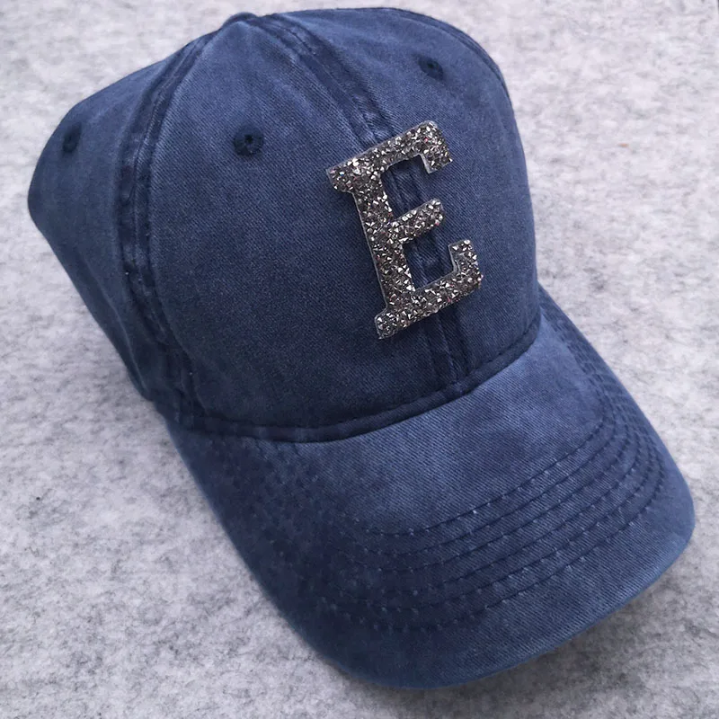 Personalized Initial Letter Denim Baseball caps for Women Girls Soft Snapback hip hop hats ladies Adjustable Cotton hats summer