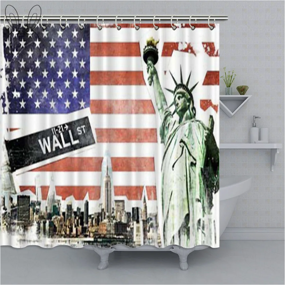 New York Vintage Bathroom Curtain Waterproof polyester Fabric Bath Shower For Printing Sets | Дом и сад