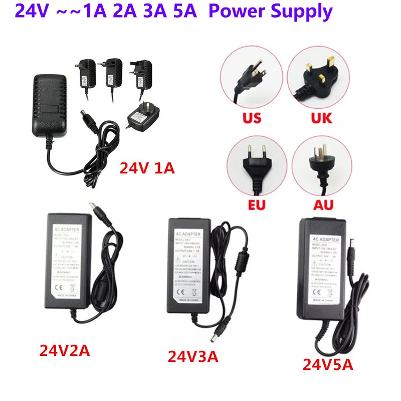 DC 24V Lighting Transformer 1A 2A 3A 5A Switching Power Supply AC100V-240V Adapter For CCTV LED Strip Light Tape Lamp | Освещение