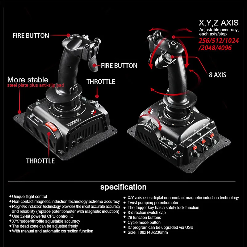 Joystick PC Flight Simulator Controller For Gamepad Gaming Yoke Game Pad | Электроника
