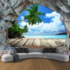 Настенная 3D-картина с изображением пещер, камней, пляжа, моря, водостойкая
