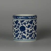 chinese handwork old porcelain blue and white porcelain painting flowers brush pot