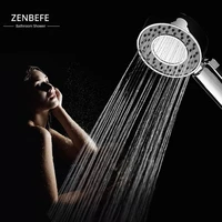zenbefe double sided shower head water saving round abs chrome booster bath shower high pressure handheld hand shower