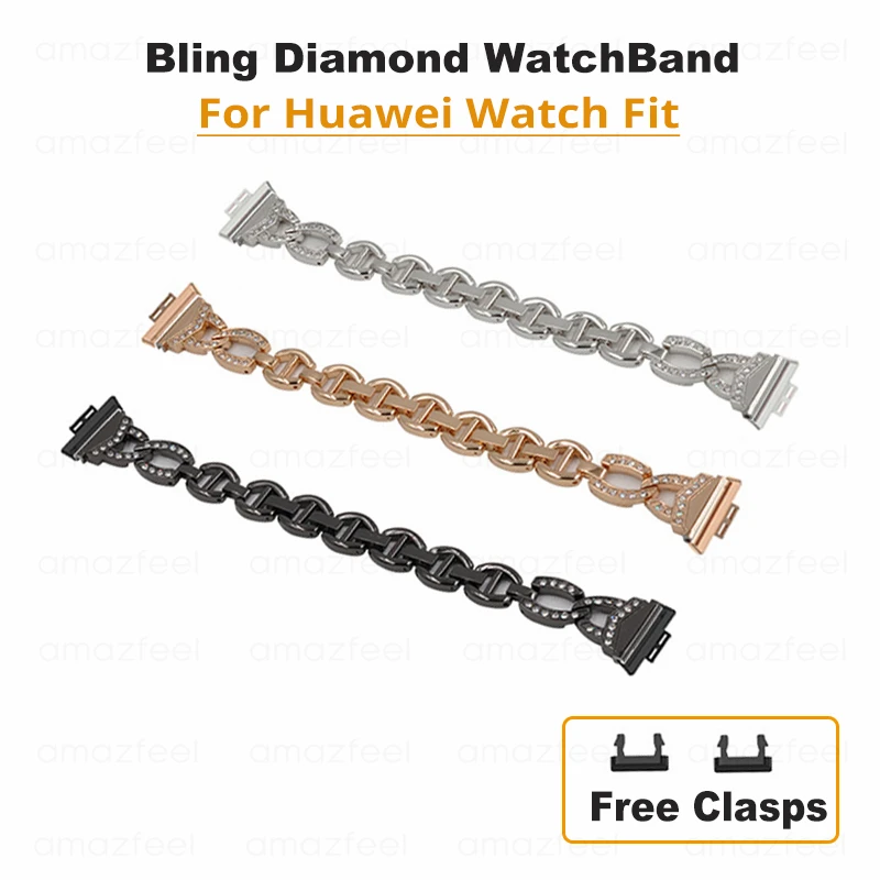 Ремешок для часов Huawei Watch FIT браслет со стразами из нержавеющей стали