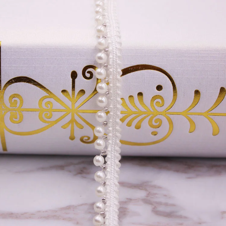 5 ярдов белая жемчужная отделка из бисера кружевная лента для платья ткань сделай