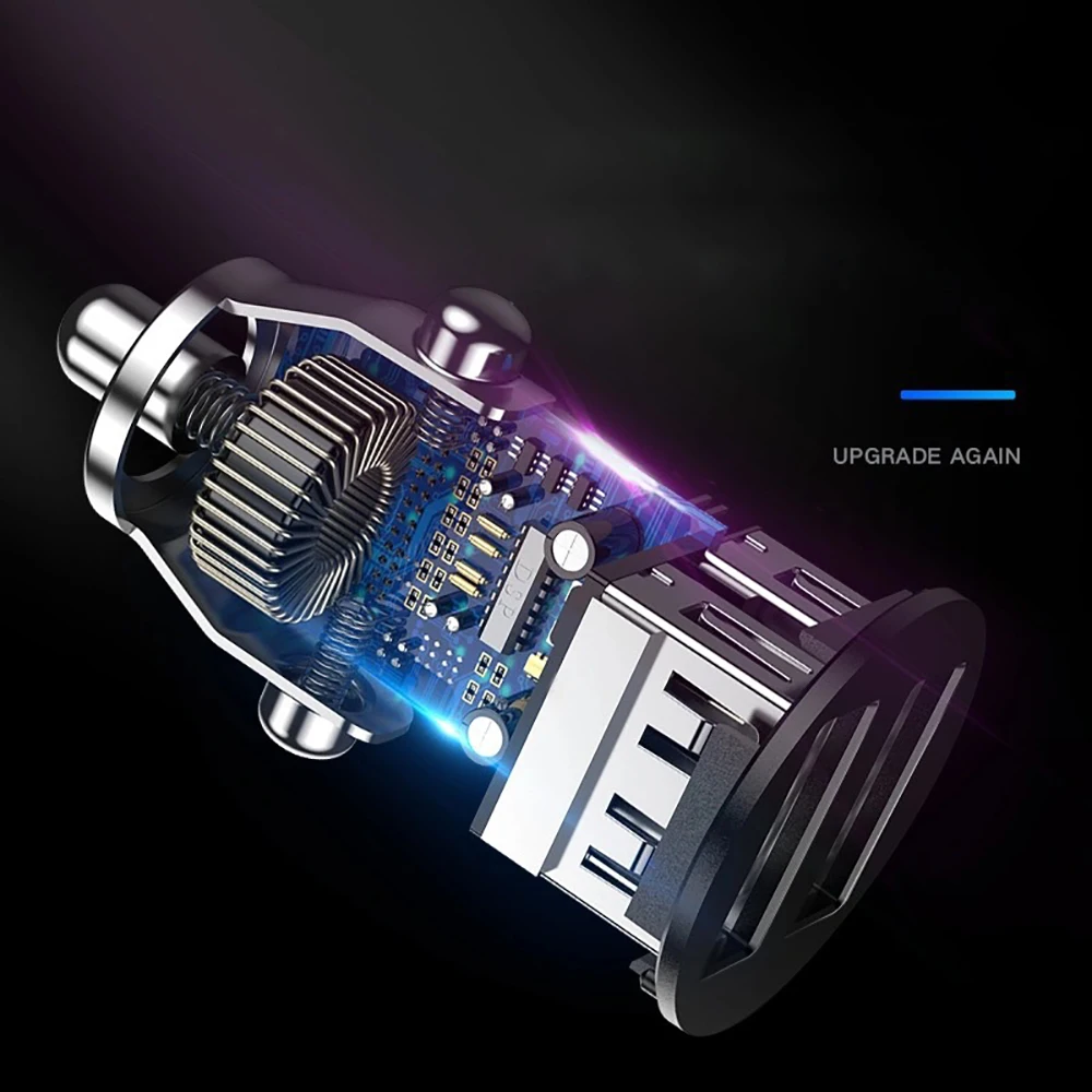 Автомобильное зарядное устройство с двумя портами USB Type-C и поддержкой быстрой