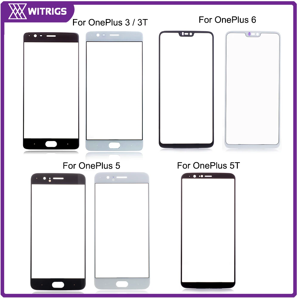 WITRIGS для Oneplus 3 3T 5 5T 6 Передняя стеклянная панель внешняя крышка экрана Замена One Plus