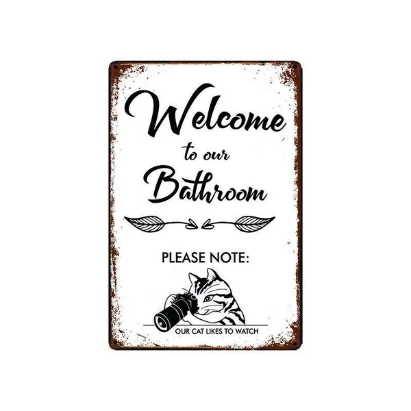 

Metal Tin Sign welcome to the bathroom for Bar Pub Home Vintage Retro Poster