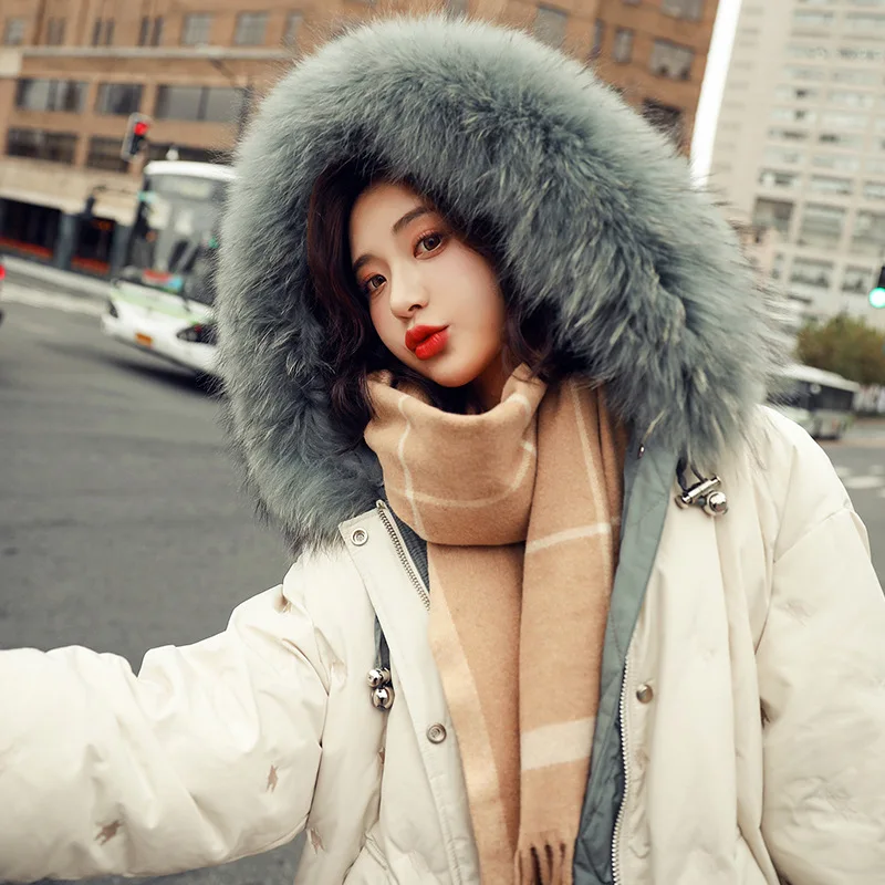 Женский пуховик на белом утином пуху новая зимняя куртка с воротником из