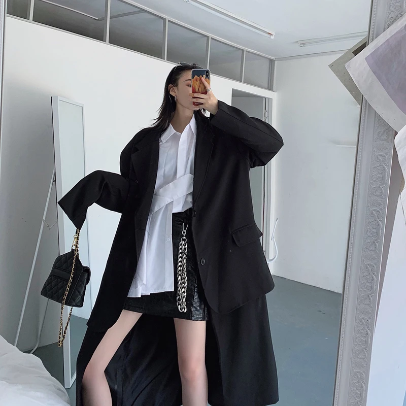 Женская Асимметричная блузка Getspring белая Свободная с длинным рукавом и