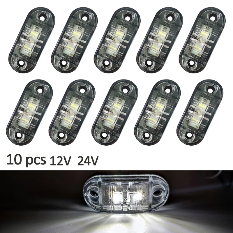 

10pcs White Clearance Lamp Car External Buld Signal Indicator Light Warning Caravan Trailer Lorry Led 24v Truck Accessories