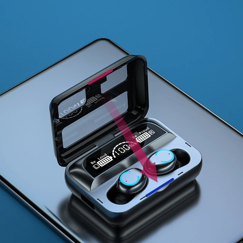 

TWS Wireless Bluetooth 5.1 Earphones LED Mirror Display Headset Auto Pairing Earbuds Active Noise Reduction HD Call No Delay