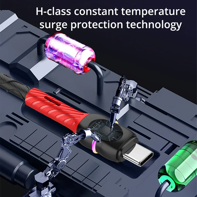 Кабель FONKEN USB Type C цветной с подсветкой кабель Micro 3A для быстрой зарядки телефона