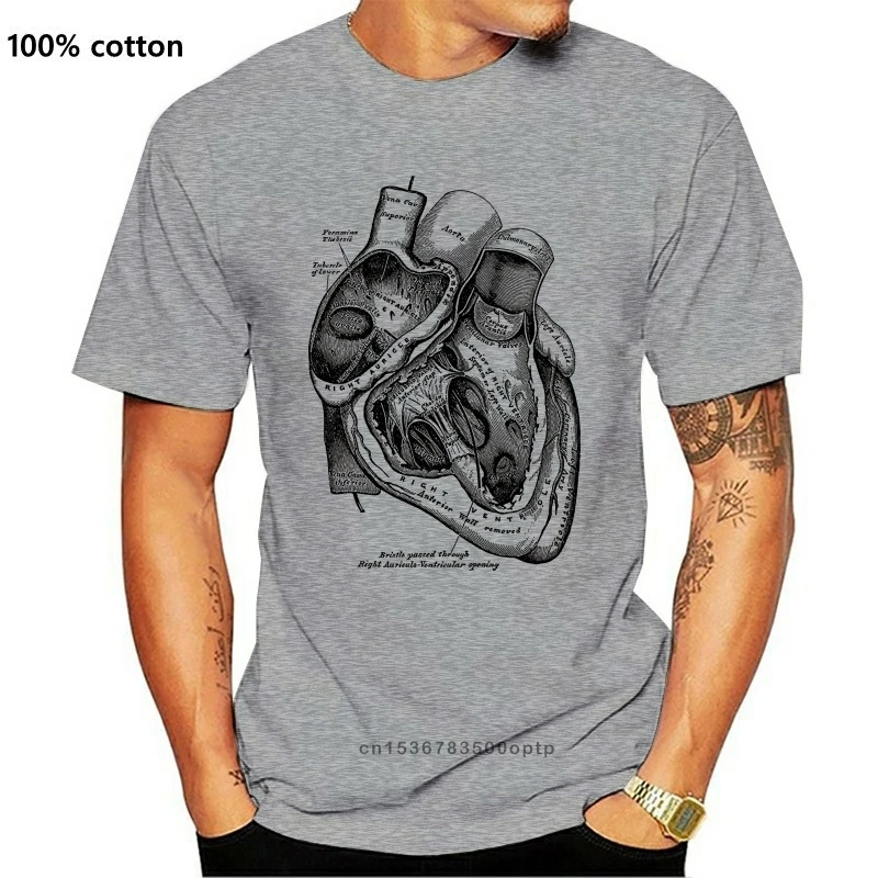 

2020 New Short Sleeve Casual Anatomical Heart T-Shirt Medical Anatomy Illustration Summer Casual Man T Shirt Good Quality