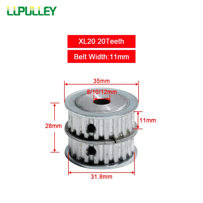 LUPULLEY XL20 зубной двойной закругленный зубчатый шкив двойной головкой алюминиевый зубчатый 20 ширина ремня 11 мм двойной круглый шкив